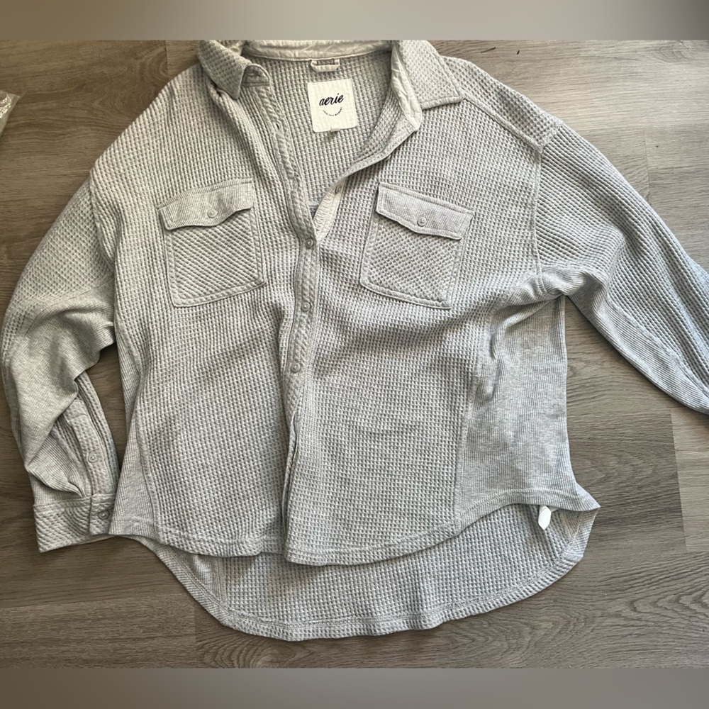 Light Gray Aerie Cardigan Sweater